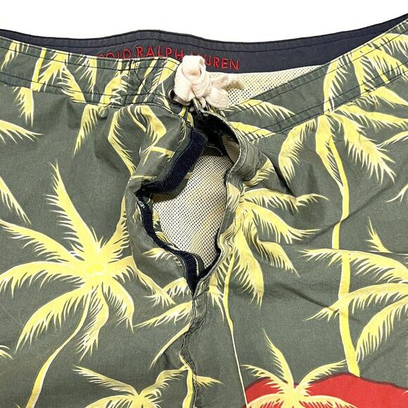 VTG Polo Sport Ralph Lauren Hawaiian Tropical Palm Trees Swim Trunks AOP Size 38 - Picture 11 of 11